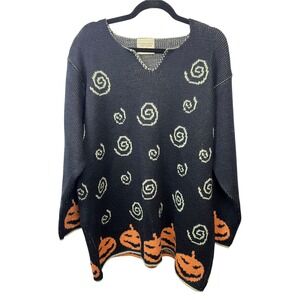 Vintage Connemara Halloween Pumpkin Wool Sweater Jack O Lantern Irish Knit XL